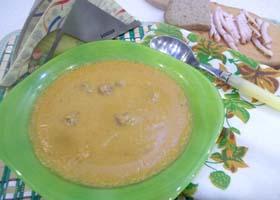 Суп-пюре из тыквы с чечевицей и фрикадельками
