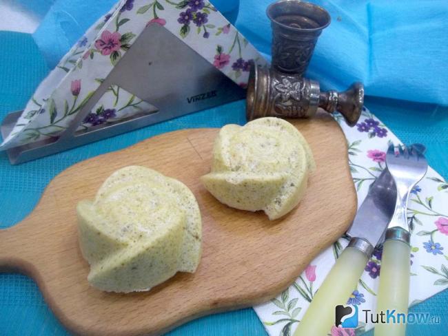Готовое суфле из икры трески с манкой на паровой бане