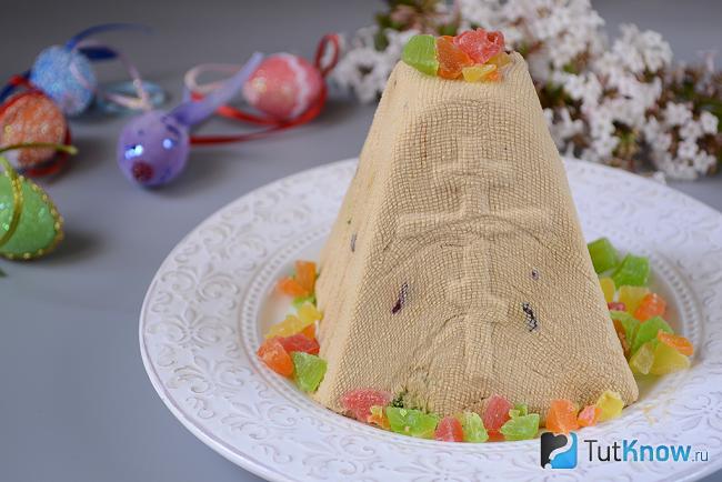 Творожная пасха со сгущенкой без выпечки и яиц