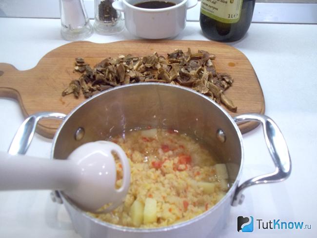 Картофель с чечевицей отварены