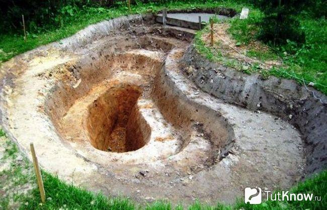 Готовый котлован под декоративный пруд