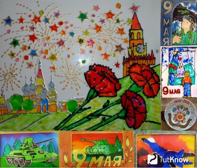 Витражная поделка на 9 мая