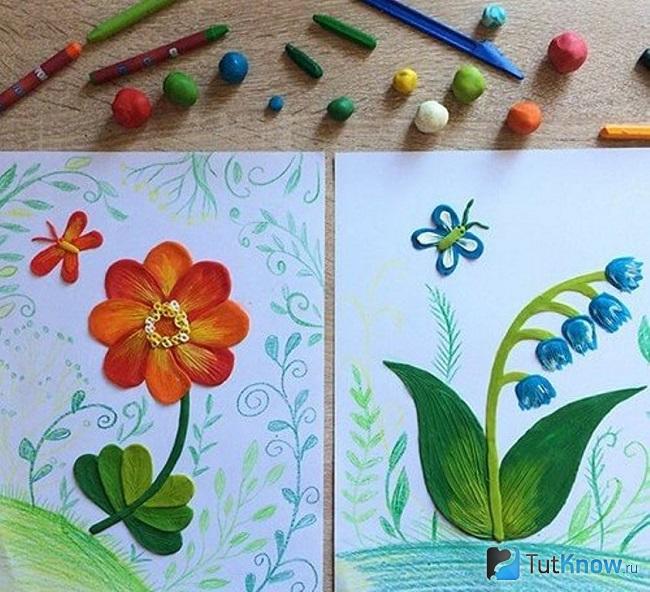 Цветы из пластилина