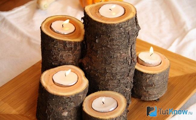 Подсвечники из дерева