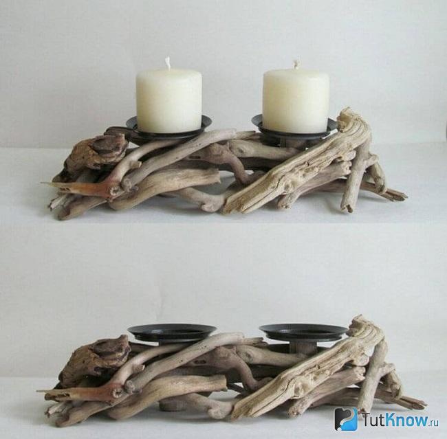 Подсвечники из веток
