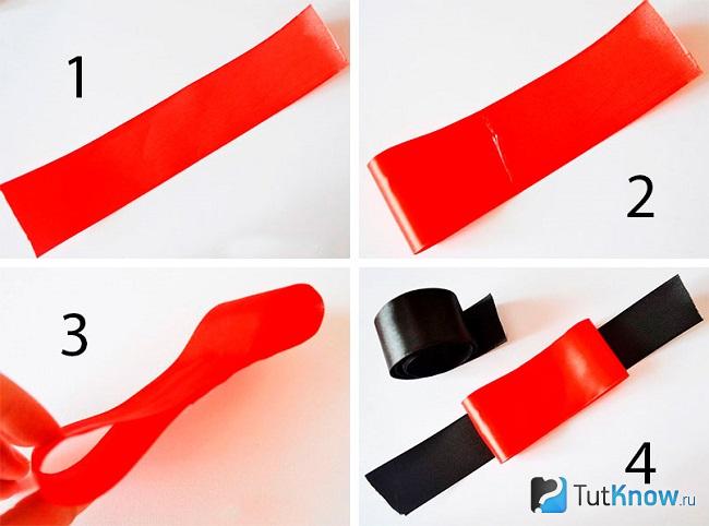 Заготовки из атласных лент для броши