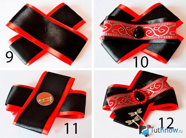 Заготовки из атласных лент для броши