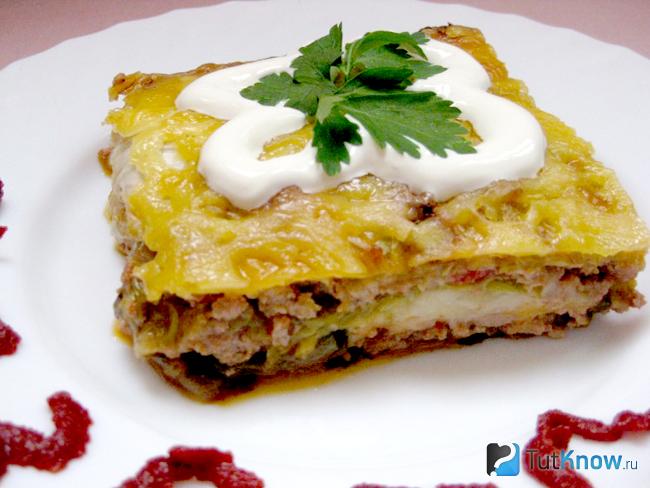Овощная лазанья с мясом