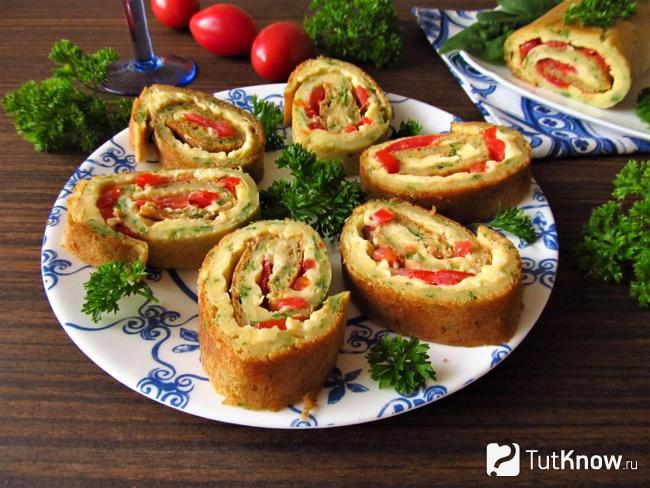 Запеченные рулетики из кабачков с мясом в духовке
