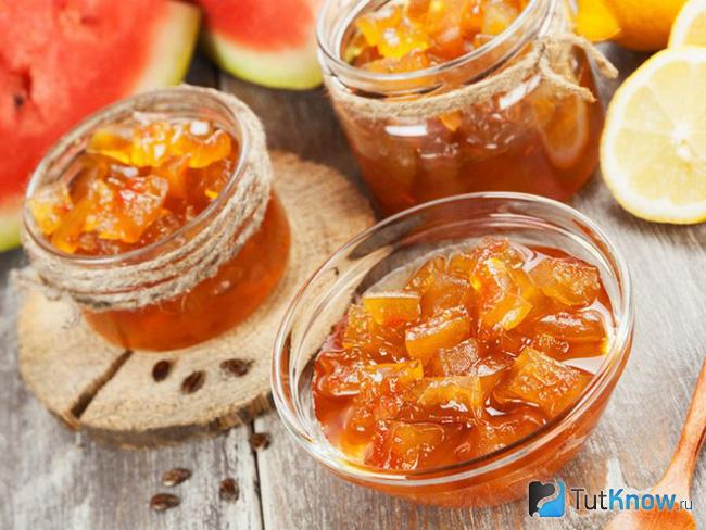 Варенья из арбузных корок с лимонной кислотой