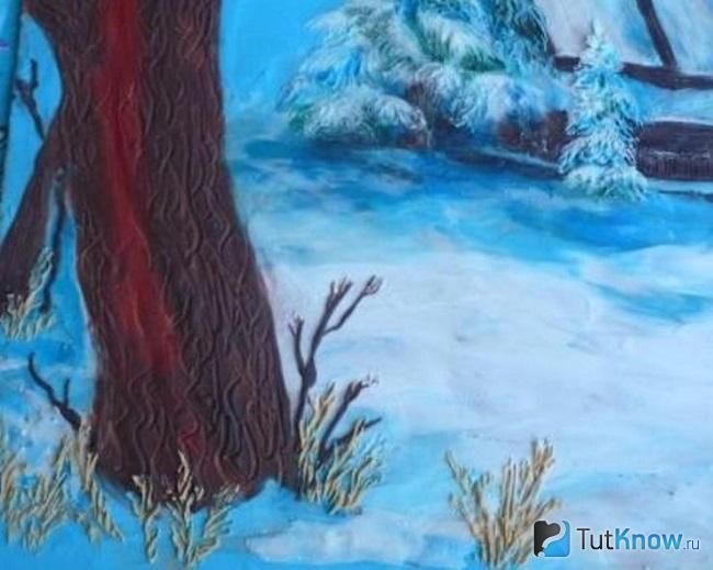 Зимний пейзаж в технике пластилинография своими руками