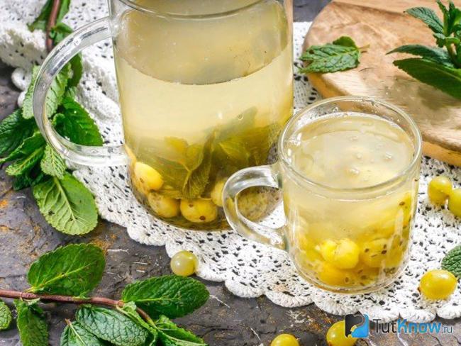 Компот из крыжовника с мятой