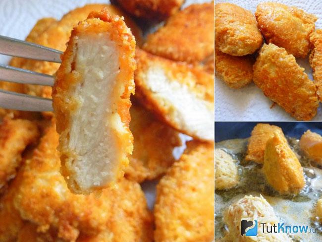Запеченная курица кусочками в панировке