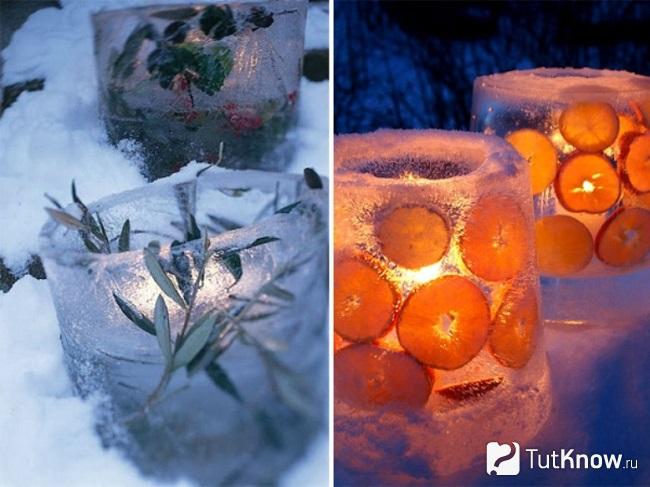 Подсвечники на Новый год изо льда своими руками