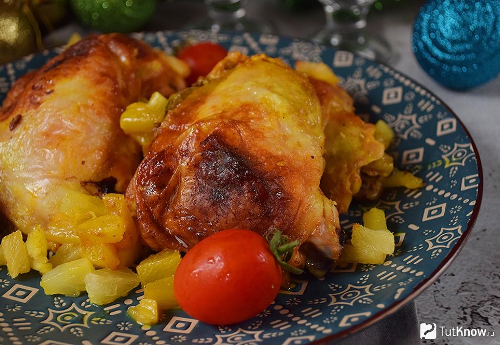 Курица с ананасом в духовке пошаговый рецепт с фото