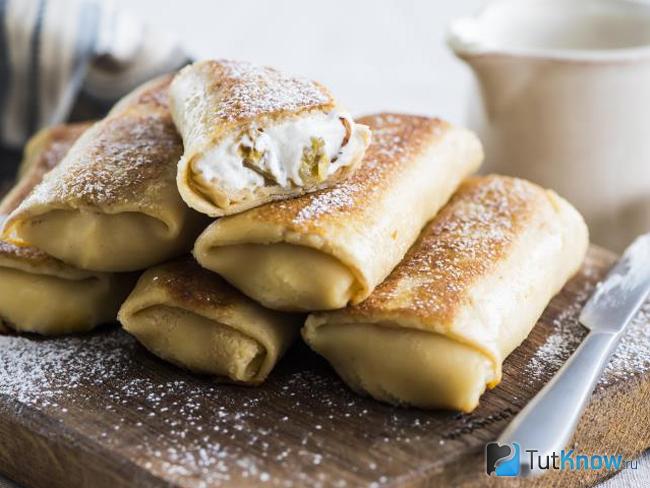 Блины фаршированные с творогом