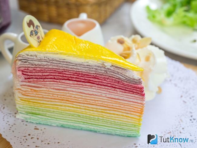 Торт из цветных блинов