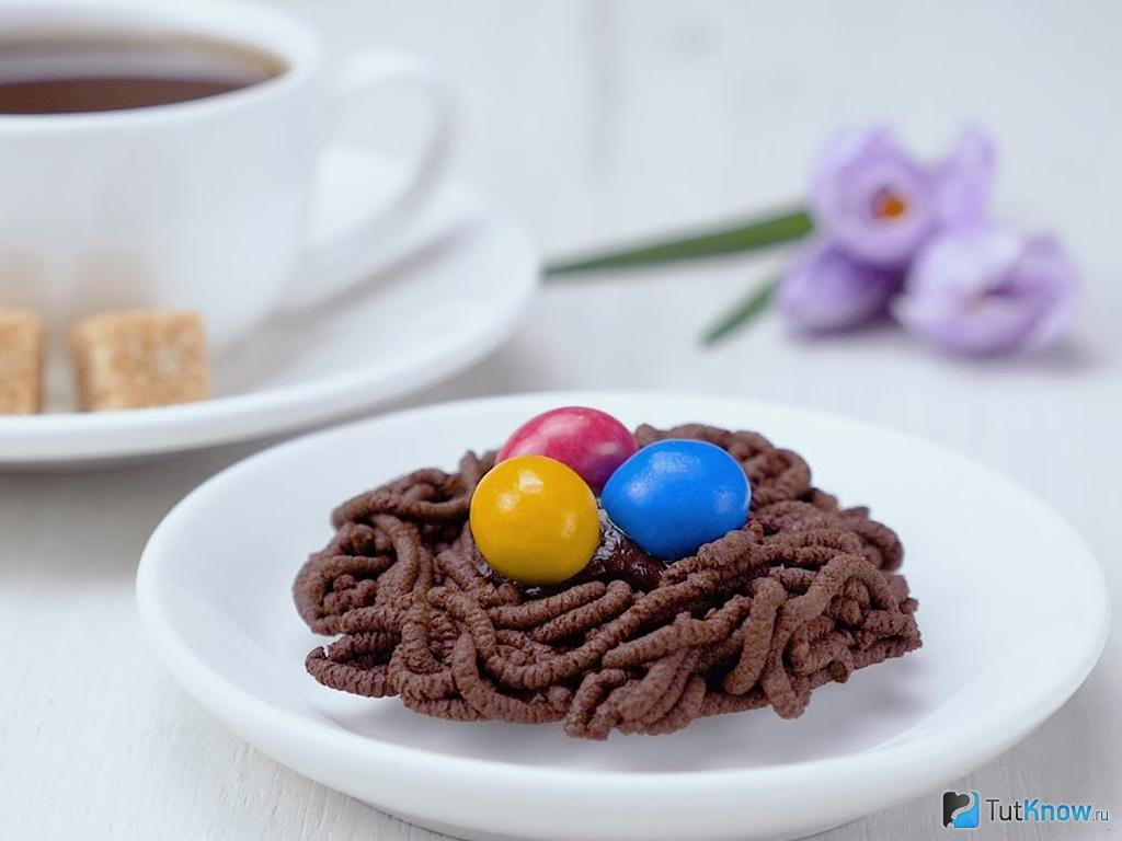 Шоколадные гнезда на Пасху – кулинарный рецепт