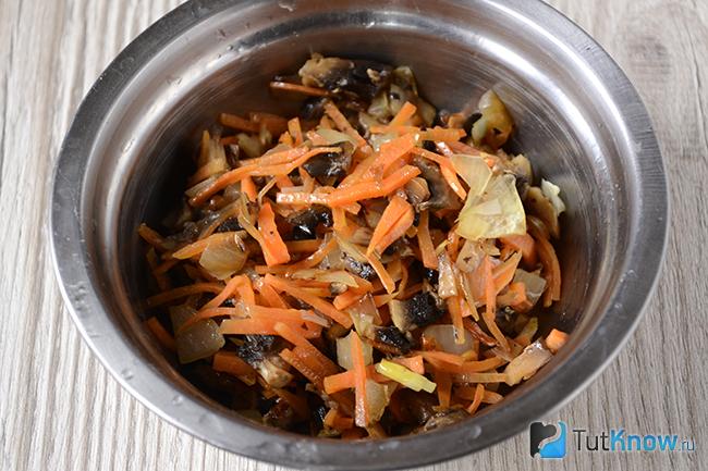 Зажарка для супа из лука, морковки и грибов