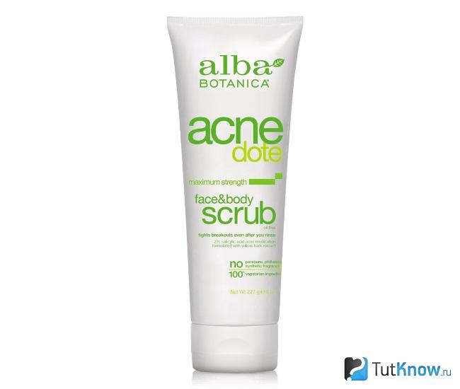 Скраб для лица Alba Botanica Acne Dote, Face & Body Scrub от красных пятен