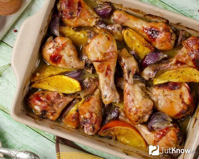 Курица с апельсинами в духовке