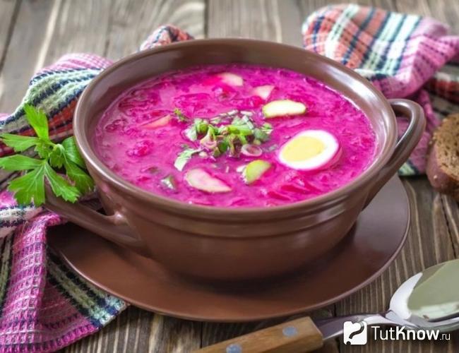 Окрошка со свеклой