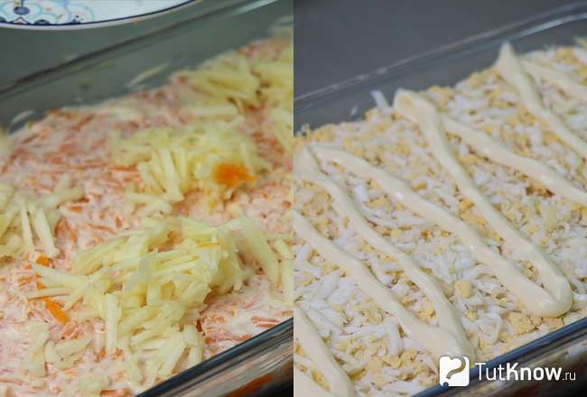 Натертые отварные яйца и яблока – рецепт шубы