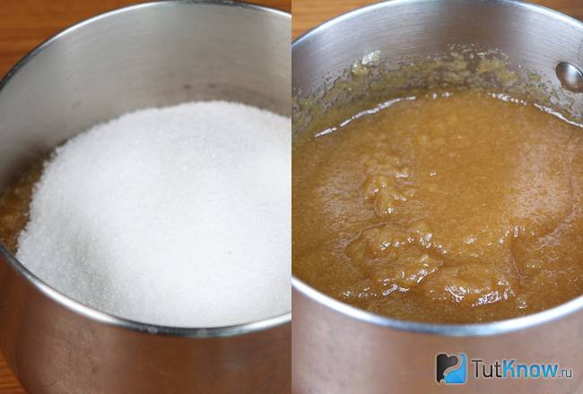 Яблочное пюре с сахаром