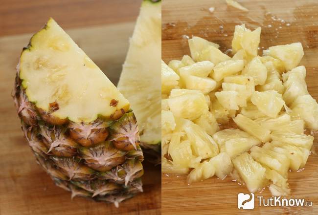 Ананас нарезанный на кубики