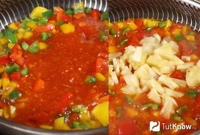 Овощной соус и ананас