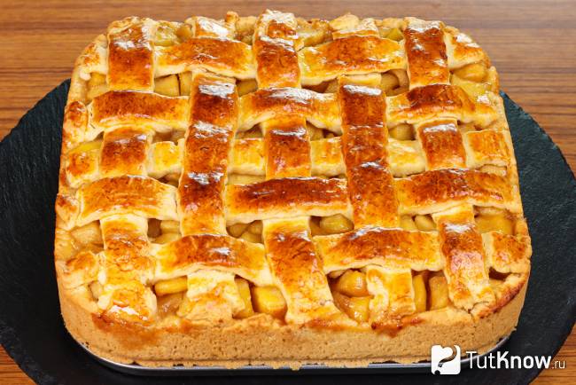 яблочный пирог с заварным кремом из песочного теста