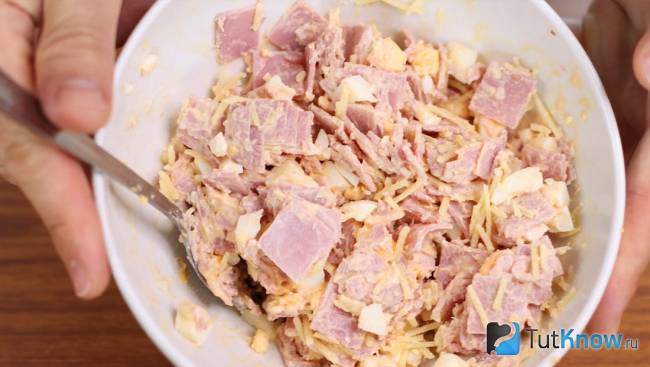 Детская начинка для пирожков с ветчиной и сыром