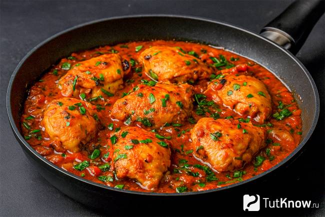Чахохбили из курицы на сковороде