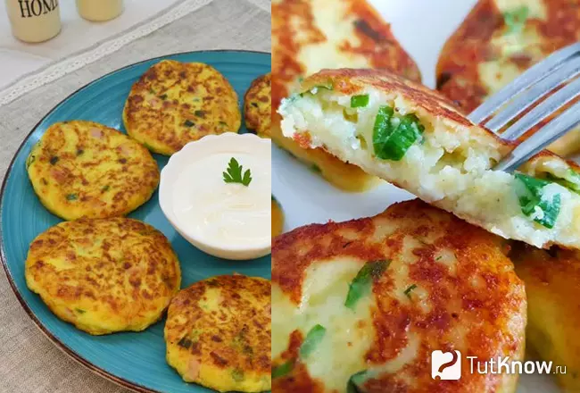 Картофельные котлеты с сыром и яйцом на сковороде