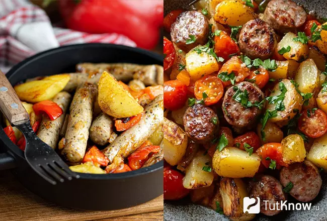 Картофель по-немецки с колбасками
