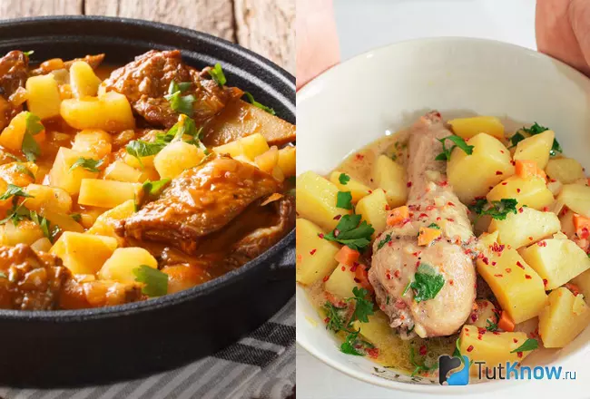 Тушеная картошка с курицей и овощами