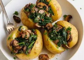 Фаршированный запеченный картофель с грибами