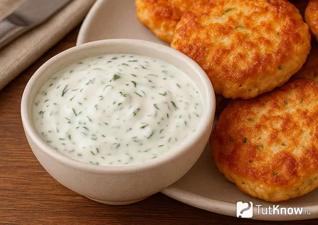 Сметанно-чесночный соус для куриных оладий