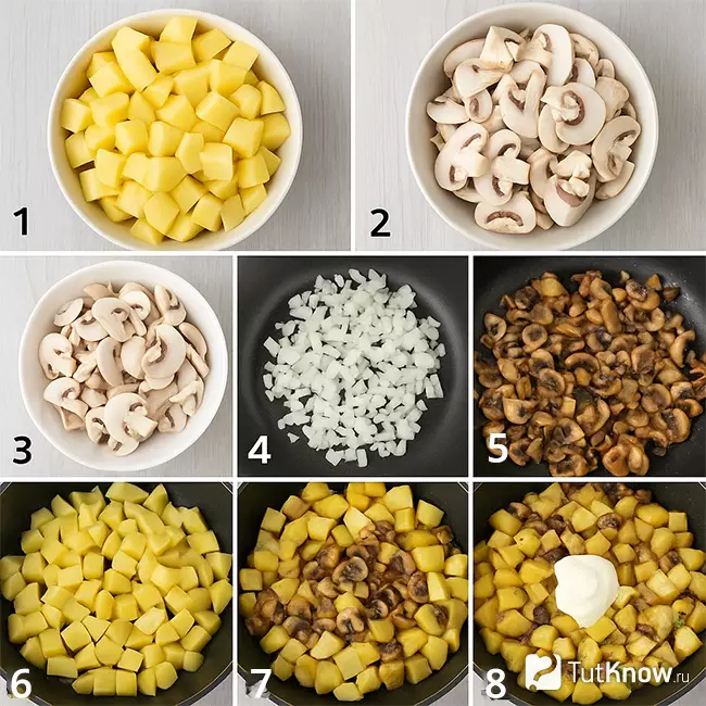 Пошаговый рецепт картофеля с грибами и сметаной