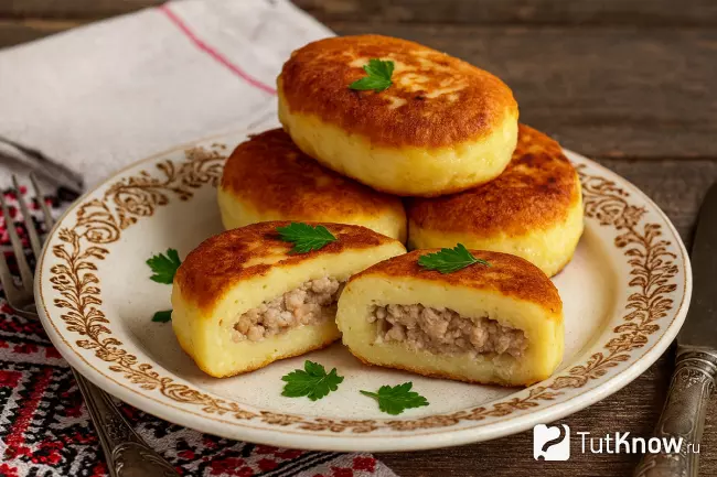 Рецепт кртофельных зраз с фаршем на сковороде