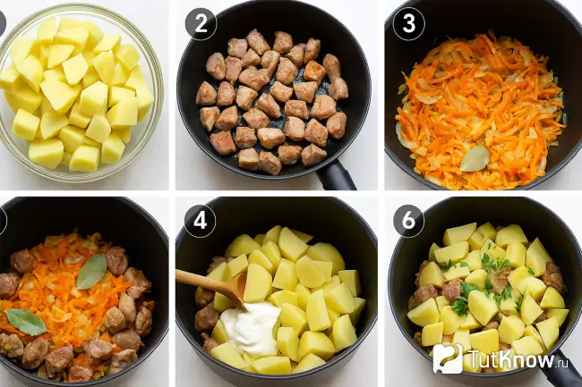 Пошаговый рецепт картофеля с мясом по-купечески