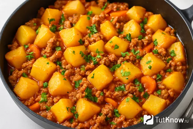 Рецепт сочного картофеля по-флотски с фаршем