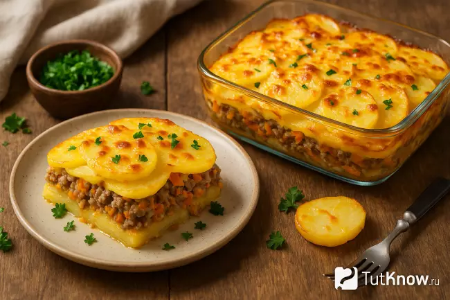 Рецепт запеканки из картофеля и мясного фарша