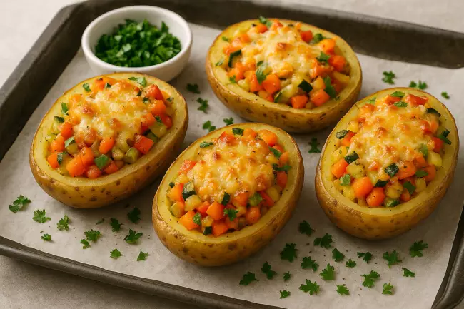 Фаршированный картофель с овощами