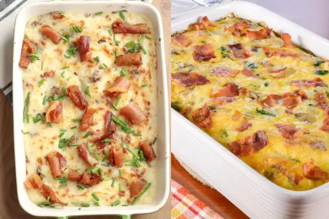 Картофельная запеканка с грибами и беконом