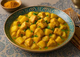 Картофель по-индийски с карри и курицей