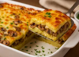 Картофельная запеканка с грибами и сыром