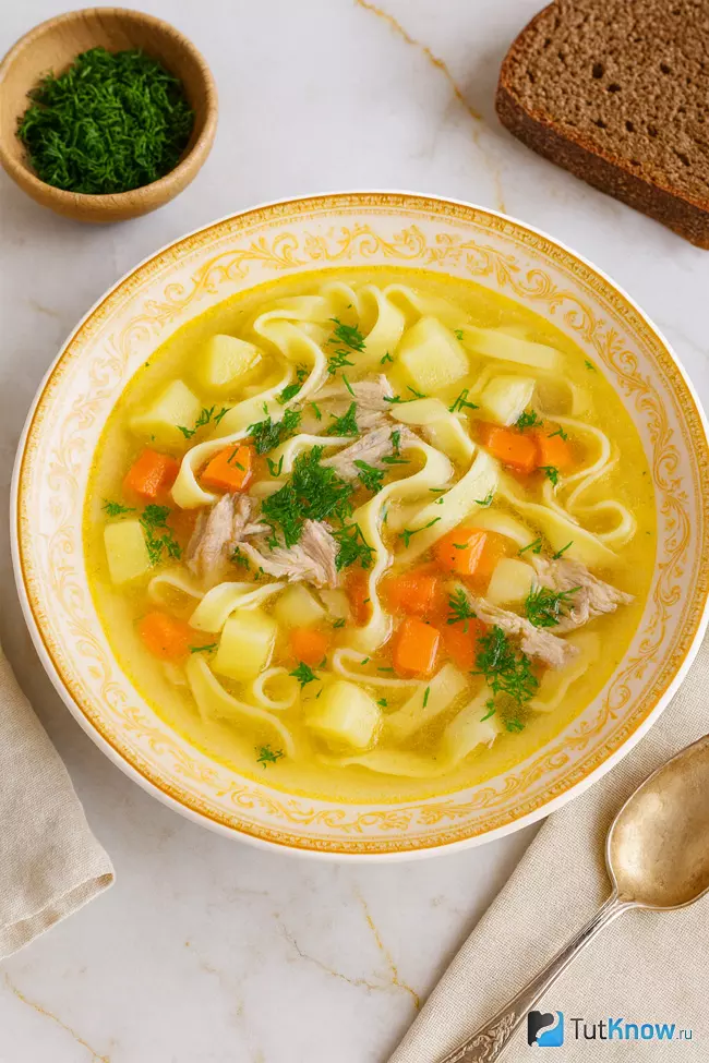 Рецепт куриного супа с лапшой и картошкой