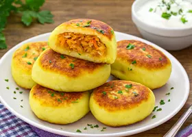 Картофельные зразы с капустой на сковороде