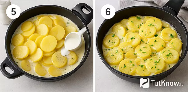 Пошаговый рецепт картофеля со сливками шаг 5-6